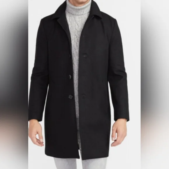 Express Men's Black Wool Blend Top Waist Length Coat Size Small - Picture 1 of 7